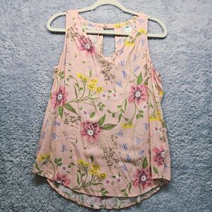Old Navy Womens Pink Floral Blouse Small Spring Nature Colorful Tank Top